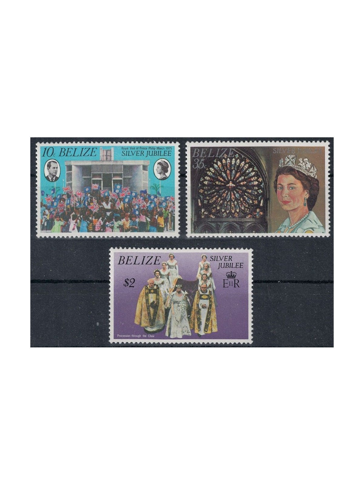 BELIZE 1977 Silver Jubilee 3v MNH**