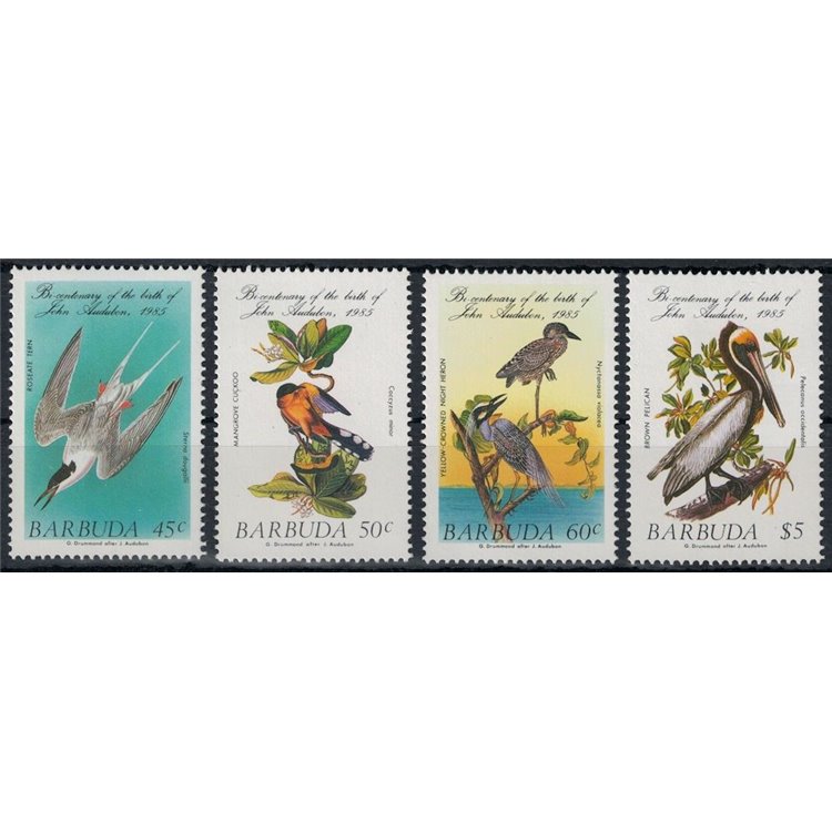 BARBUDA 1985 John James Audubon, birds (I) 4v MNH**