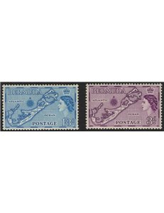 BERMUDA 1957 Map of Bermuda 2v MNH**