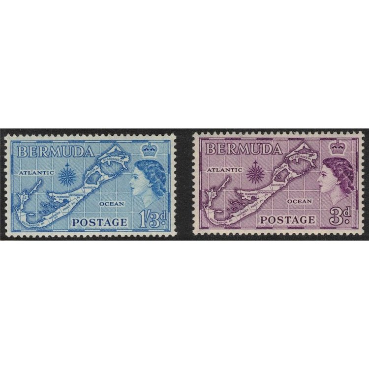 BERMUDA 1957 Mappa di Bermuda 2v MNH**
