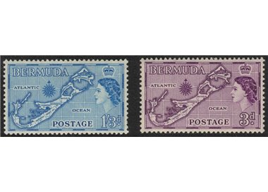 BERMUDA 1957 Map of Bermuda 2v MNH**