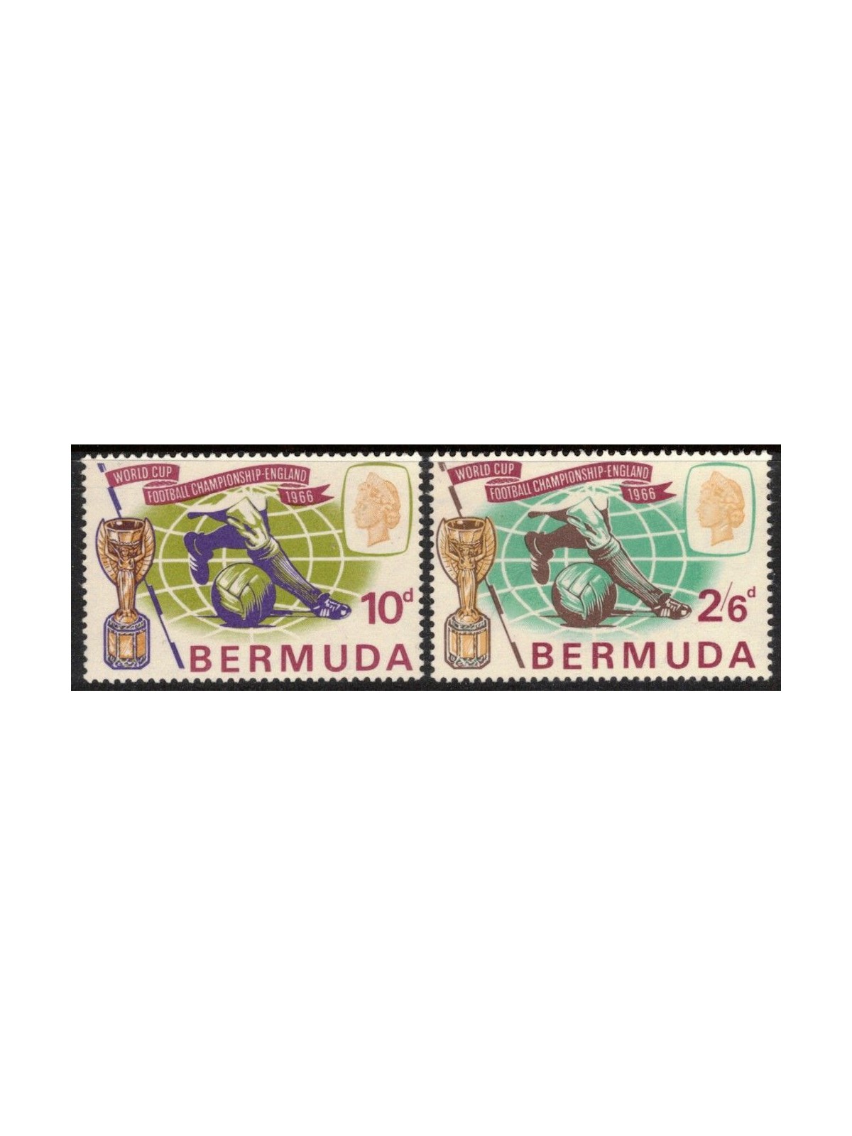 BERMUDA 1966 Coppa del Mondo di Calcio 2v MNH**