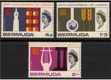 BERMUDA 1966 Anniversary UNESCO 3v MNH**