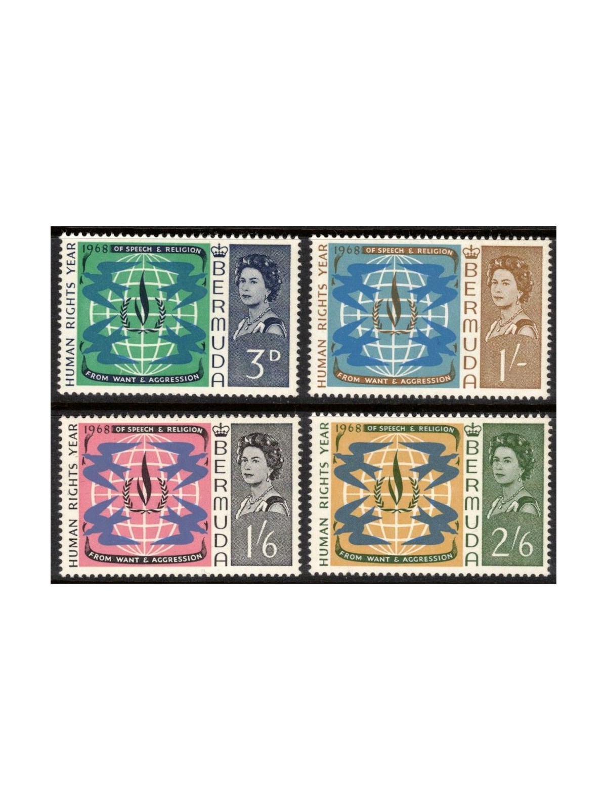BERMUDA 1968 Human Rights 4v MNH**