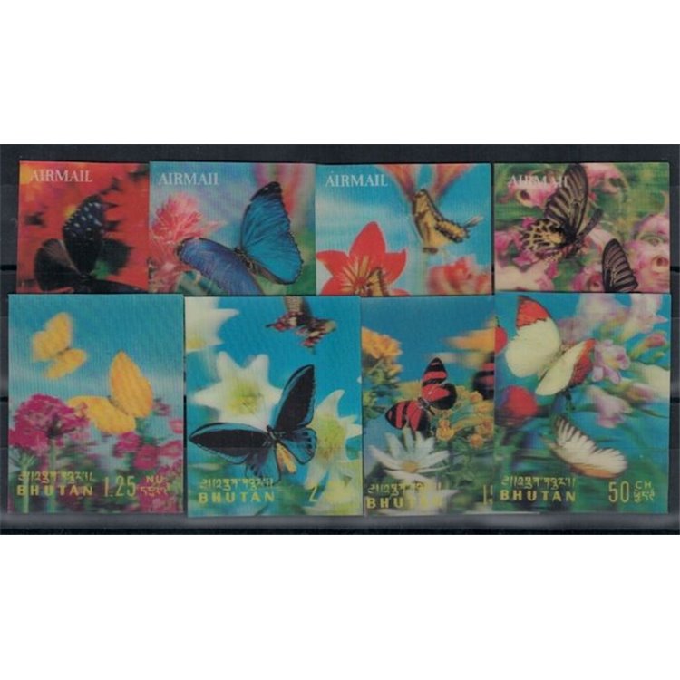 BHUTAN 1968 Butterflies 8v MNH**