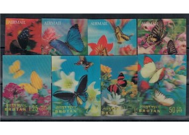 BHUTAN 1968 Butterflies 8v MNH**