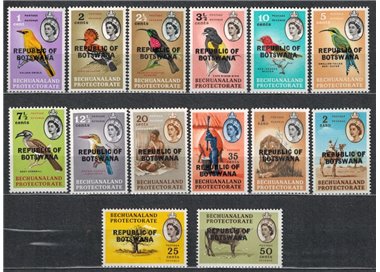 BOTSWANA 1966 Serie ordinaria, uccelli 14v MNH**