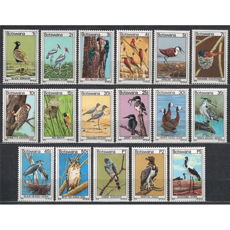 BOTSWANA 1978 Ordinary series, birds 17v MNH**