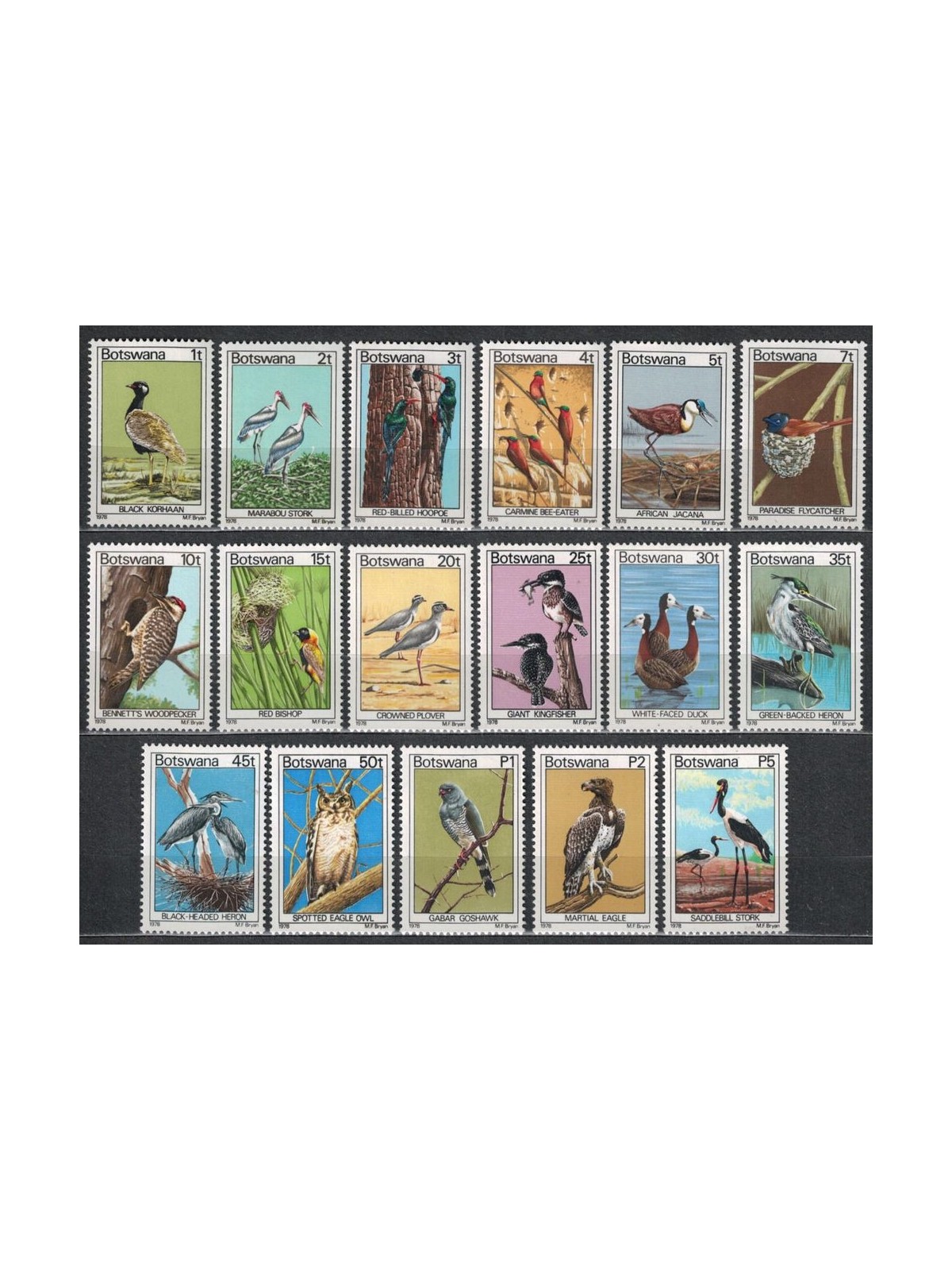 BOTSWANA 1978 Ordinary series, birds 17v MNH**
