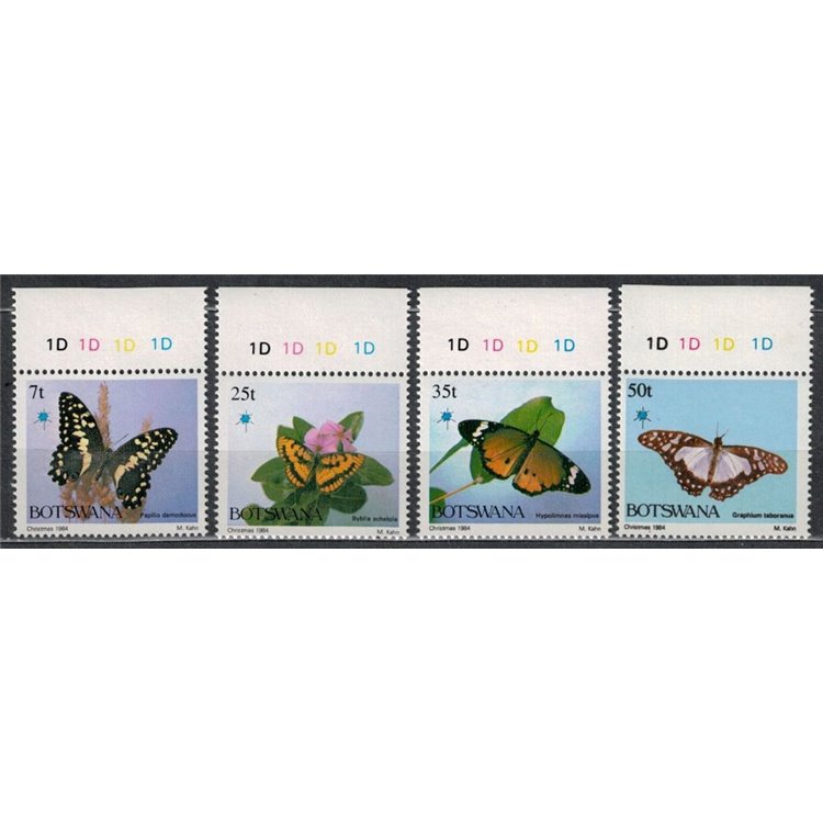 BOTSWANA 1984 Christmas, butterflies 4v MNH**