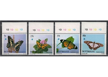 BOTSWANA 1984 Natale, farfalle 4v MNH**