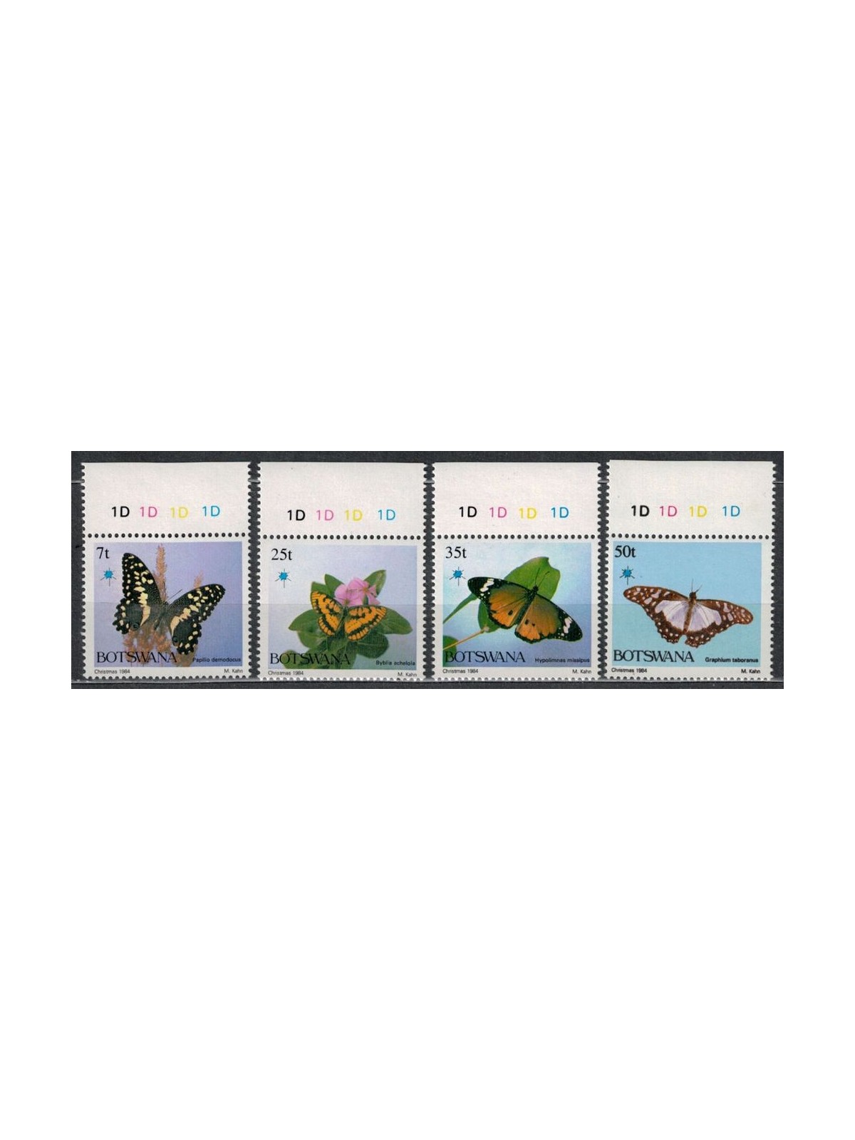 BOTSWANA 1984 Christmas, butterflies 4v MNH**