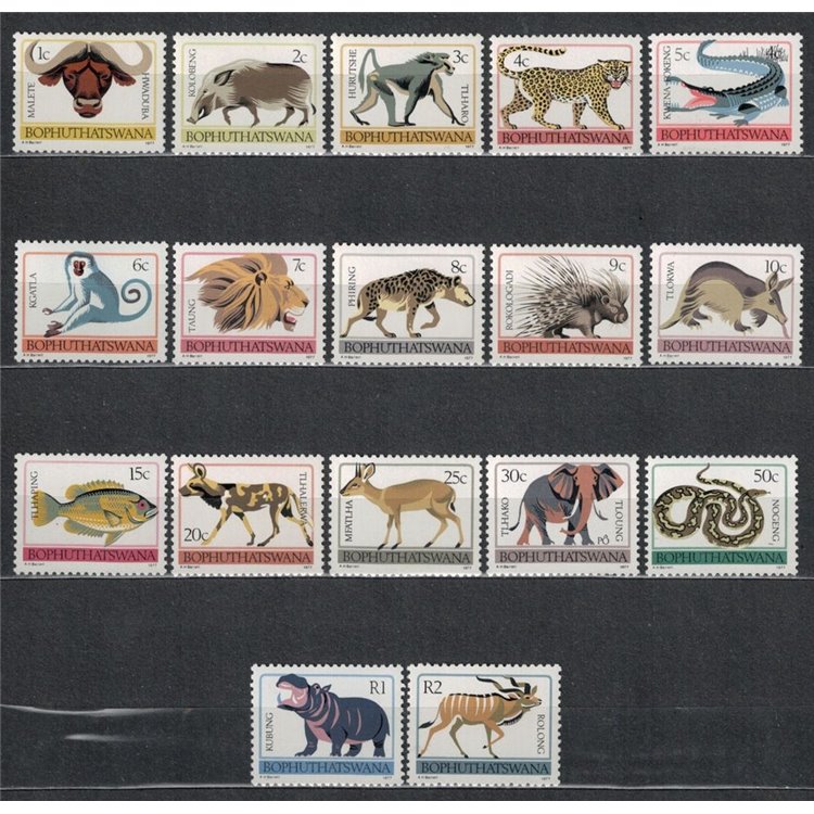 BOPHUTHATSWANA 1977 Fauna, animals 17v MNH**