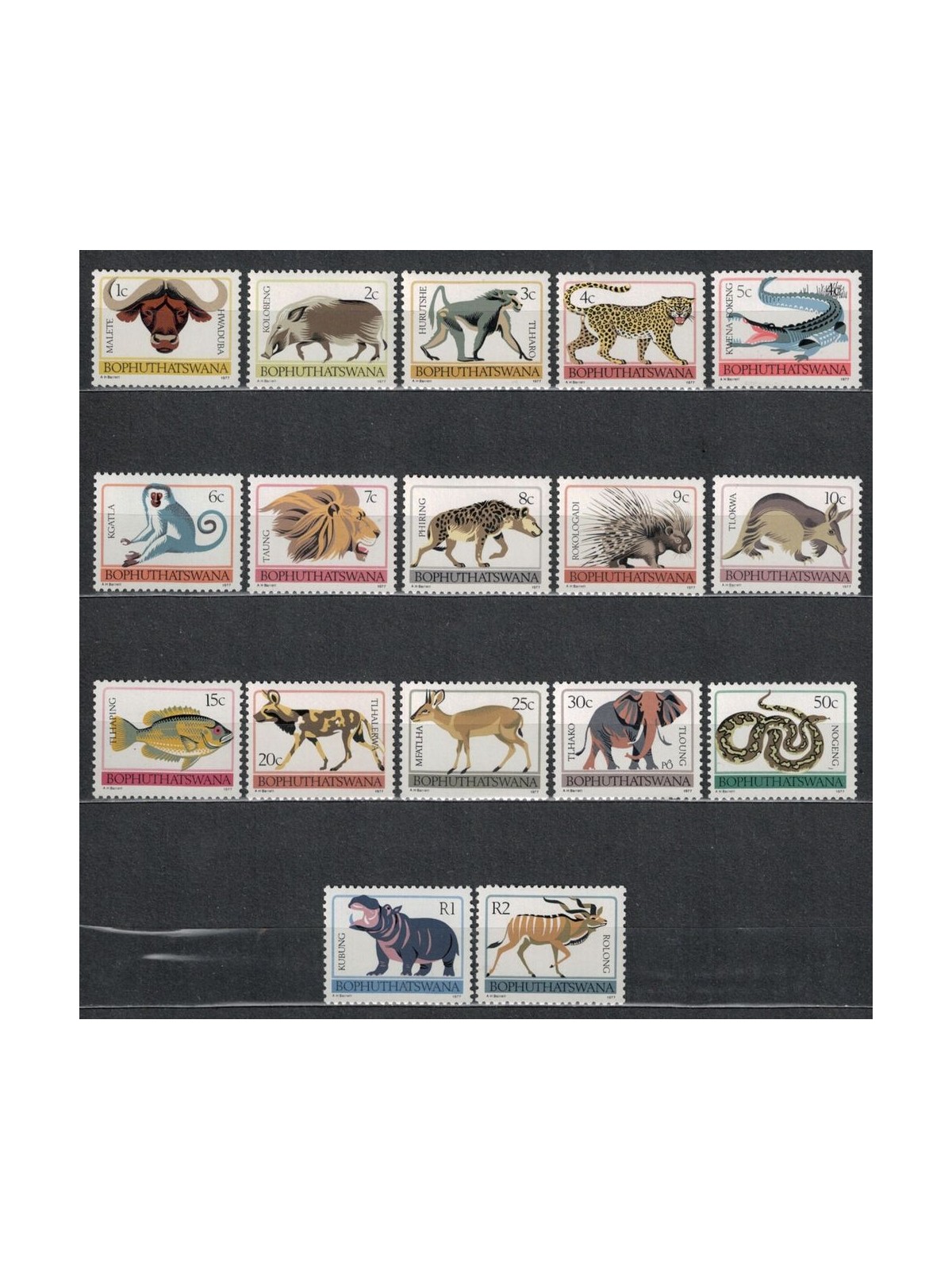 BOPHUTHATSWANA 1977 Fauna, animals 17v MNH**