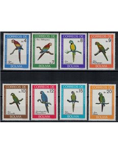 BOLIVIA 1981 Birds, Parrots 8 v