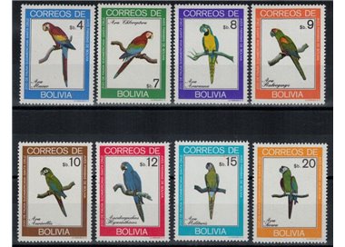 BOLIVIA 1981 Birds, Parrots 8 v