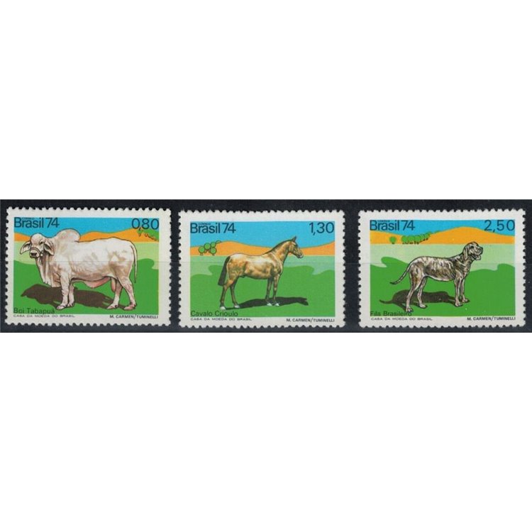 BRASILE 1974 Animali domestici 3v MNH**