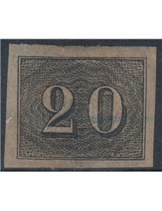 BRASILE 1850-66 Piccole cifre 20r nero MH*