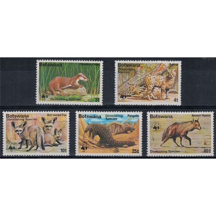 BOTSWANA 1977 WWF, endangered animals 5v MNH**