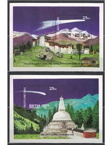 BHUTAN 1986 Halley's Comet 2 s/s MNH**