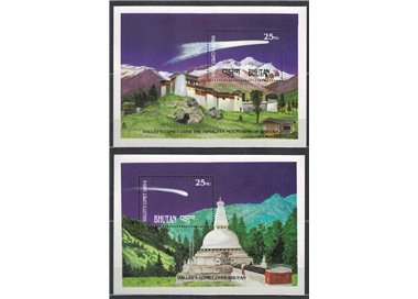 BHUTAN 1986 Halley's Comet 2 s/s MNH**