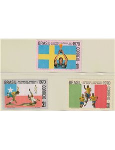 BRASILE 1970 Coppa del mondo di calcio 3v MNH**