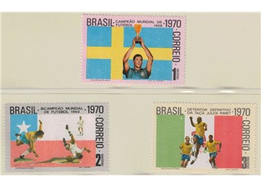 BRASILE 1970 Coppa del mondo di calcio 3v MNH**