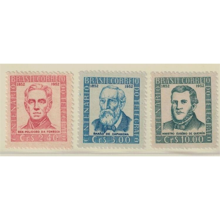 BRAZIL 1952 Centenary of the Telegraph 3v MNH**