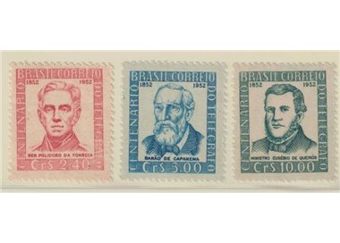 BRASILE 1952 Centenario del telegrafo 3v MNH**