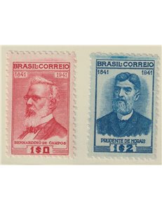 BRAZIL 1942 Centenary Bernardino de Campos 2v MNH**