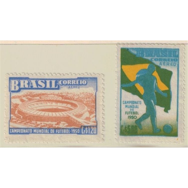 BRASILE 1950 Coppa del mondo di calcio, posta aerea 2v MNH**