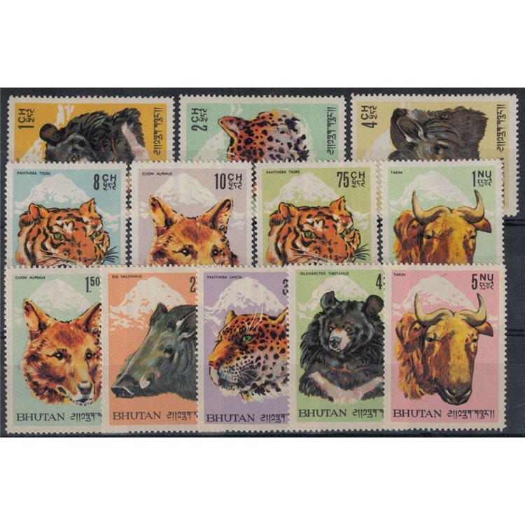 BHUTAN 1966 Animali endemici 12v MNH**