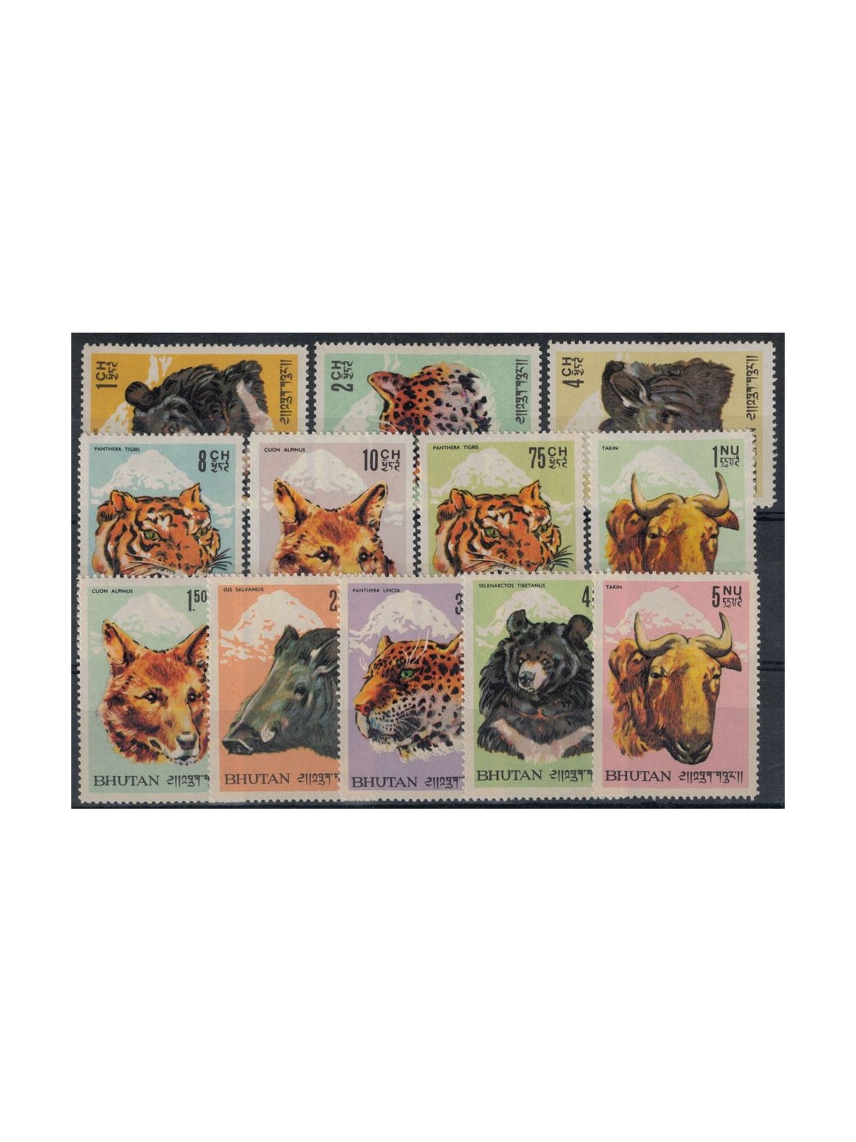 BHUTAN 1966 Animali endemici 12v MNH**