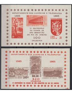 BRASILE 1965 4° Centenario di Rio de Janeiro 2 BF MNH**