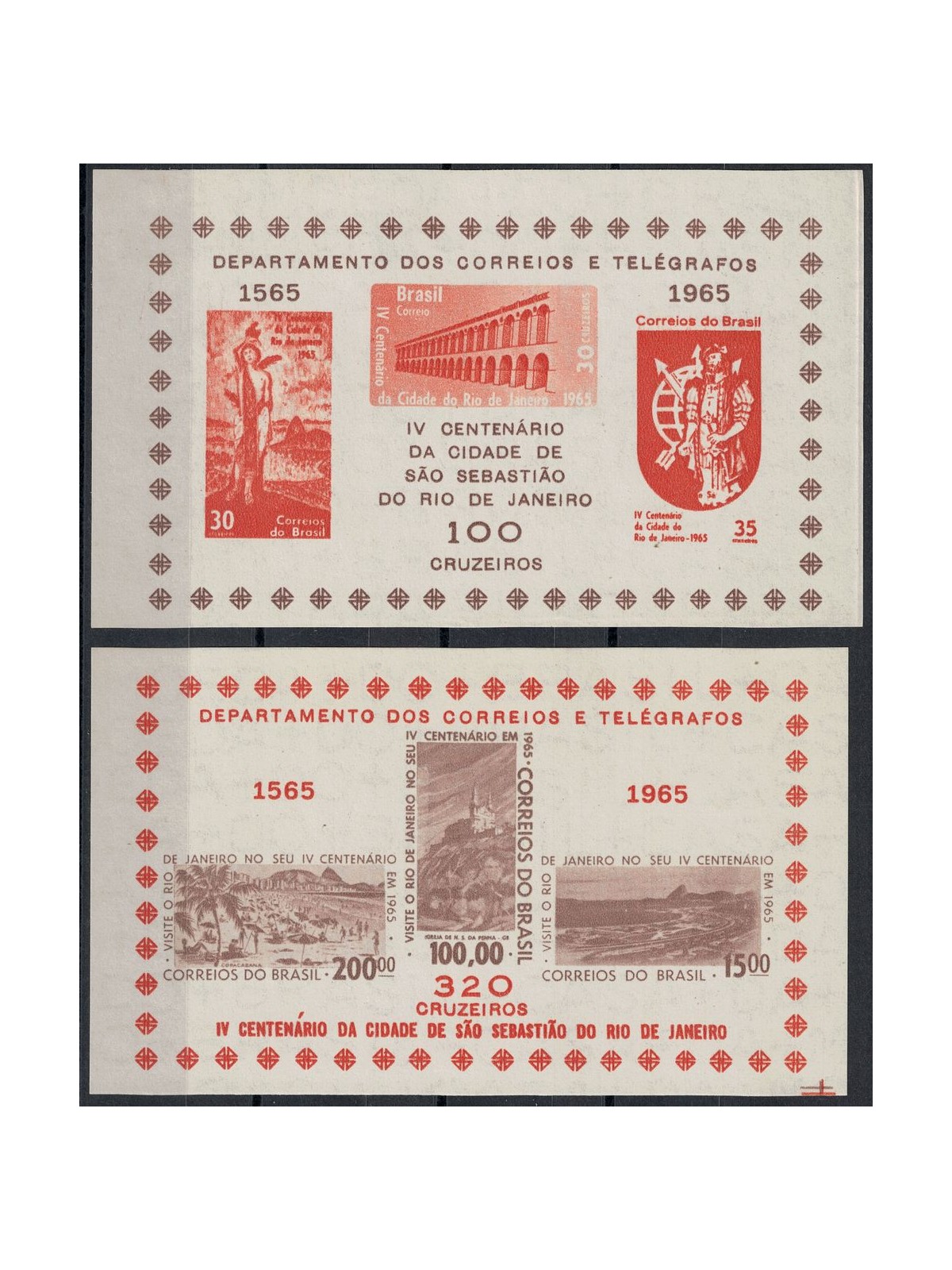 BRAZIL 1965 4th Centenary of Rio de Janeiro 2 s/s MNH**