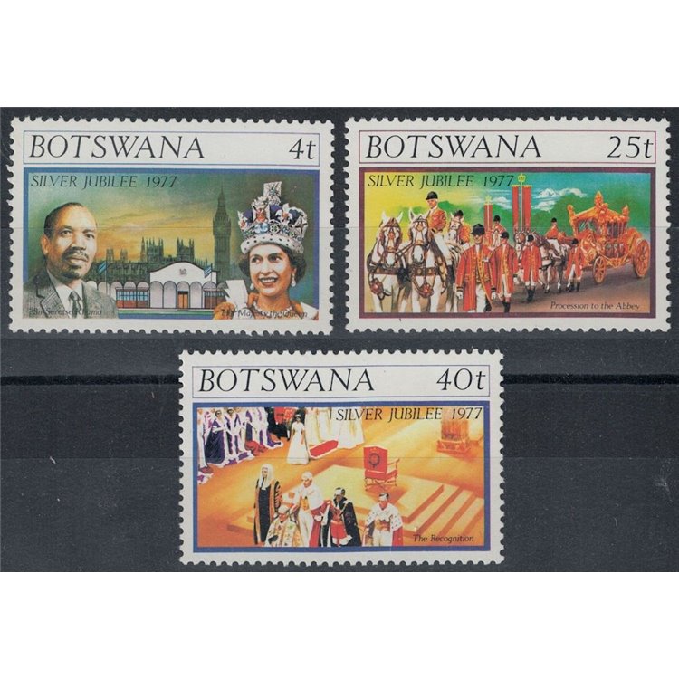 BOTSWANA 1977 Silver Jubilee 3v MNH**