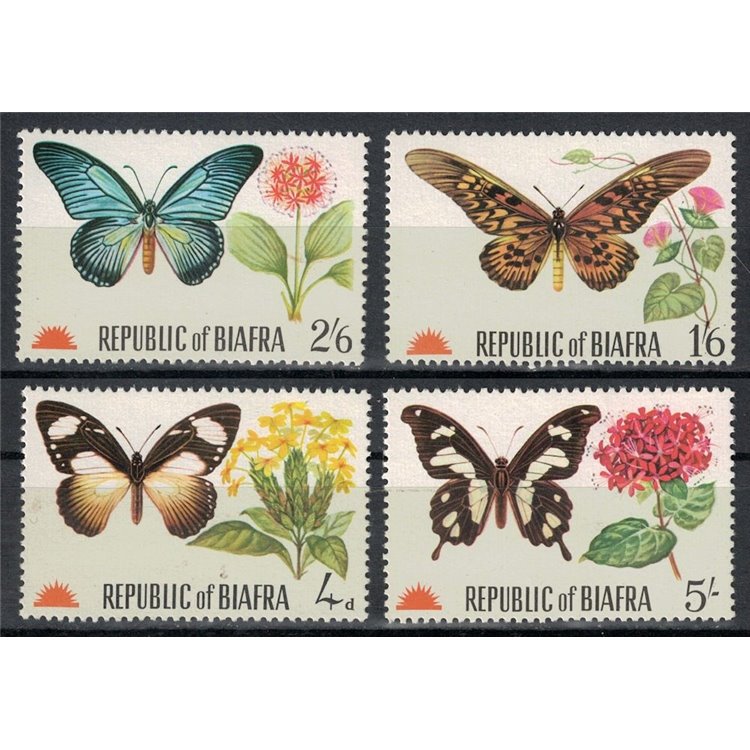 BIAFRA 1968 Farfalle e fiori 4v MNH**