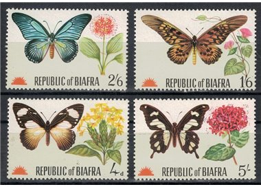 BIAFRA 1968 Butterflies and Flowers 4v MNH**