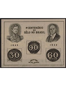 BRASILE 1943 Centenario dei francobolli brasiliani BF MNH**