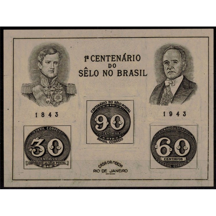 BRASILE 1943 Centenario dei francobolli brasiliani BF MNH**