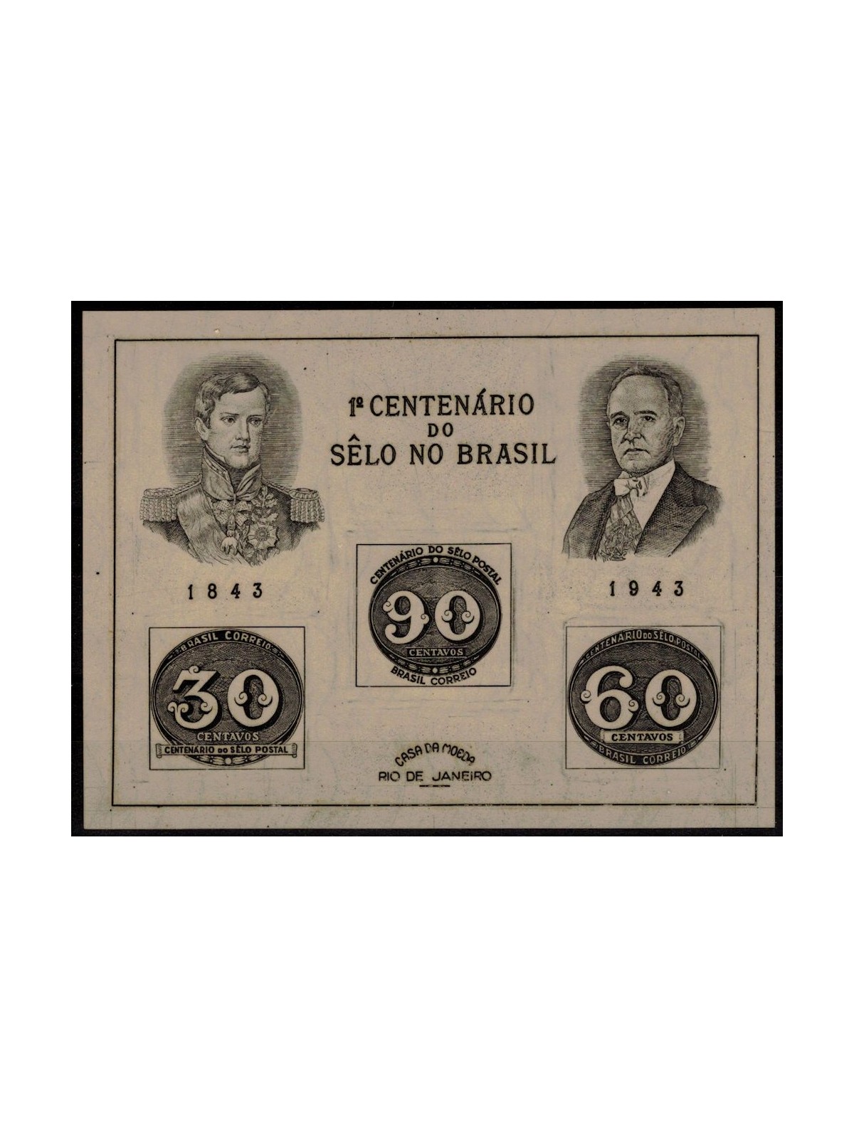 BRASILE 1943 Centenario dei francobolli brasiliani BF MNH**