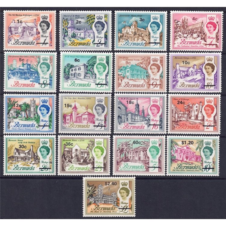 BERMUDA 1970 Ordinary series (overprinted) 17v MNH**