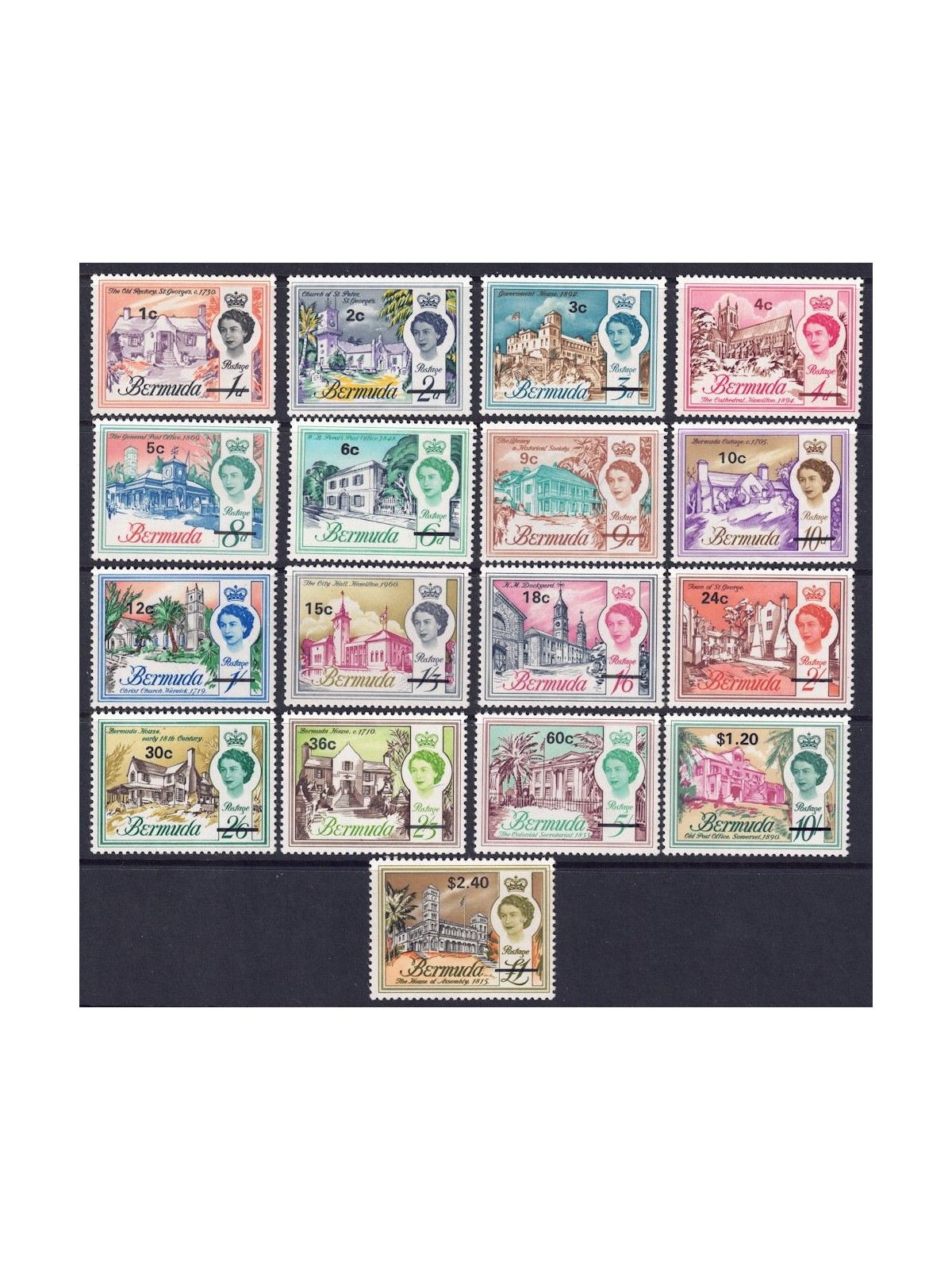 BERMUDA 1970 Ordinary series (overprinted) 17v MNH**