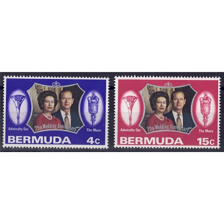 BERMUDA 1972 Queen's Silver Wedding 2v MNH**