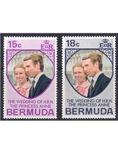 BERMUDA 1973 Matrimonio Anne e Mark 2v MNH**