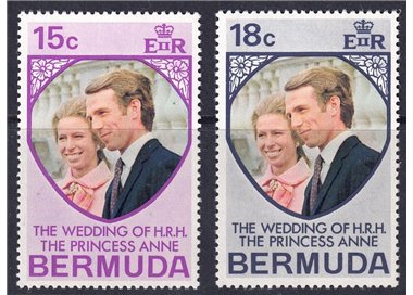 BERMUDA 1973 Wedding Anne and Mark 2v MNH**