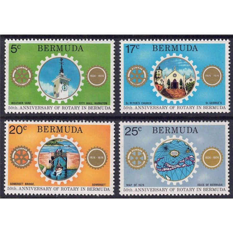BERMUDA 1974 Anniversario del Rotary 4v MNH**