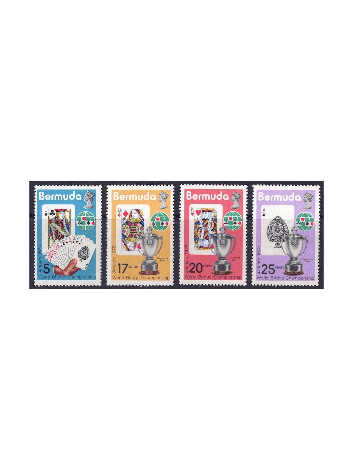 BERMUDA 1975 World Bridge Championship 4v MNH**