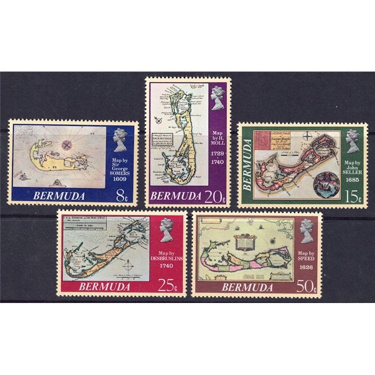 BERMUDA 1978 Antiche carte geografiche 5v MNH**
