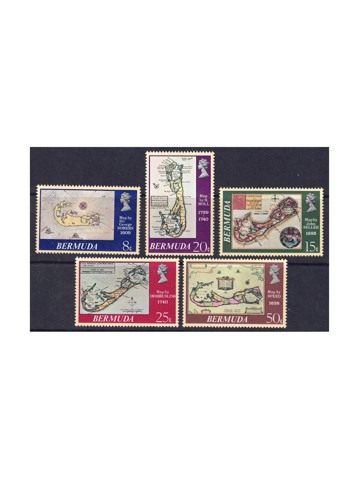 BERMUDA 1978 Antiche carte geografiche 5v MNH**